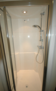 Shower with glass screen