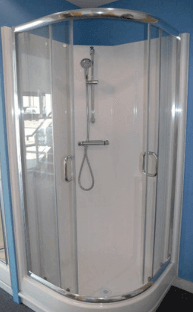 Shower with glass doors